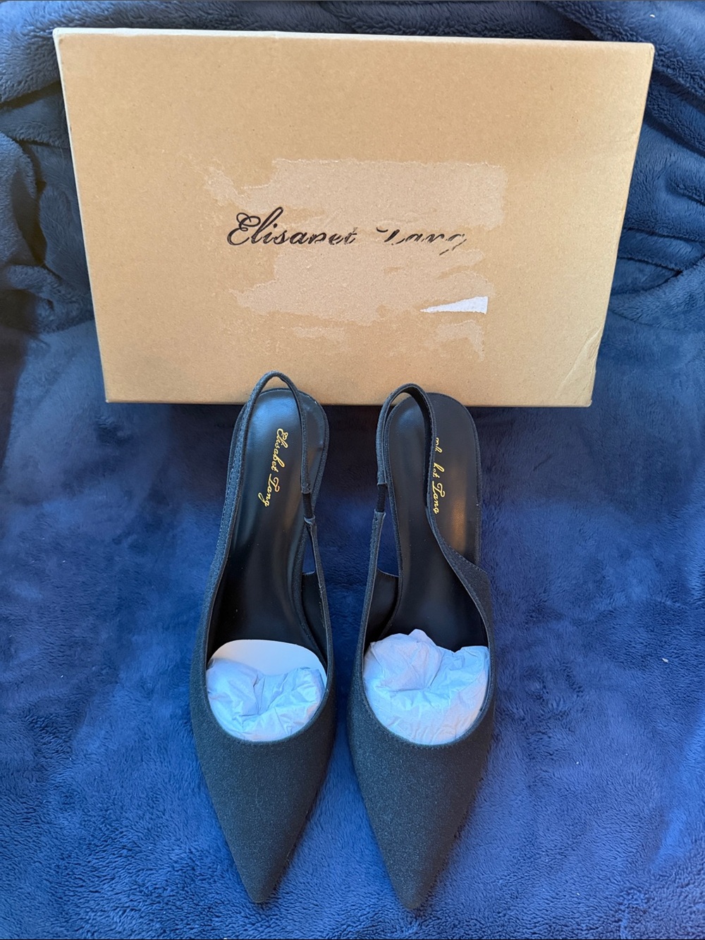 Elisabetta Yang Black Pointed Slingback Heels